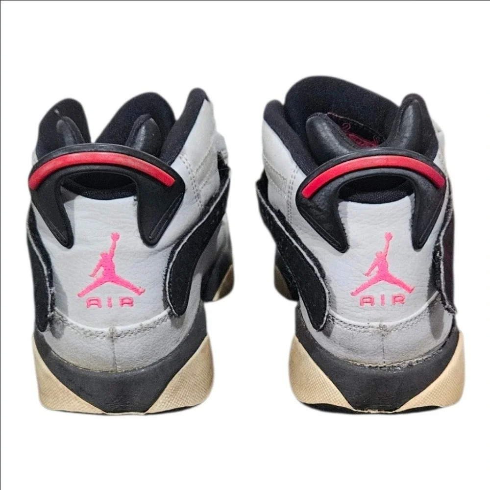 Nike Air Jordan 6 Rings Kids 5Y Wolf Grey Pink Flash Sneakers 323399-009